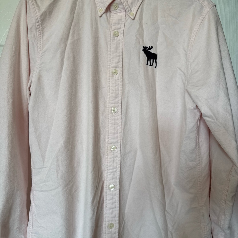Abercrombie & Fitch Mens Polo Shirt M Pink Long Sleeve Moose Muscle Thermal Knit - Picture 4 of 7
